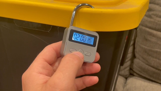 KENRONE Combination Lock, Metal Timer Lock,Timers,USB Rechargeable Time Timer Padlock With 1m Spring Rope,99 Hours Max Timing Self-Discipline Anti-Addiction Timed Padlock(Silver