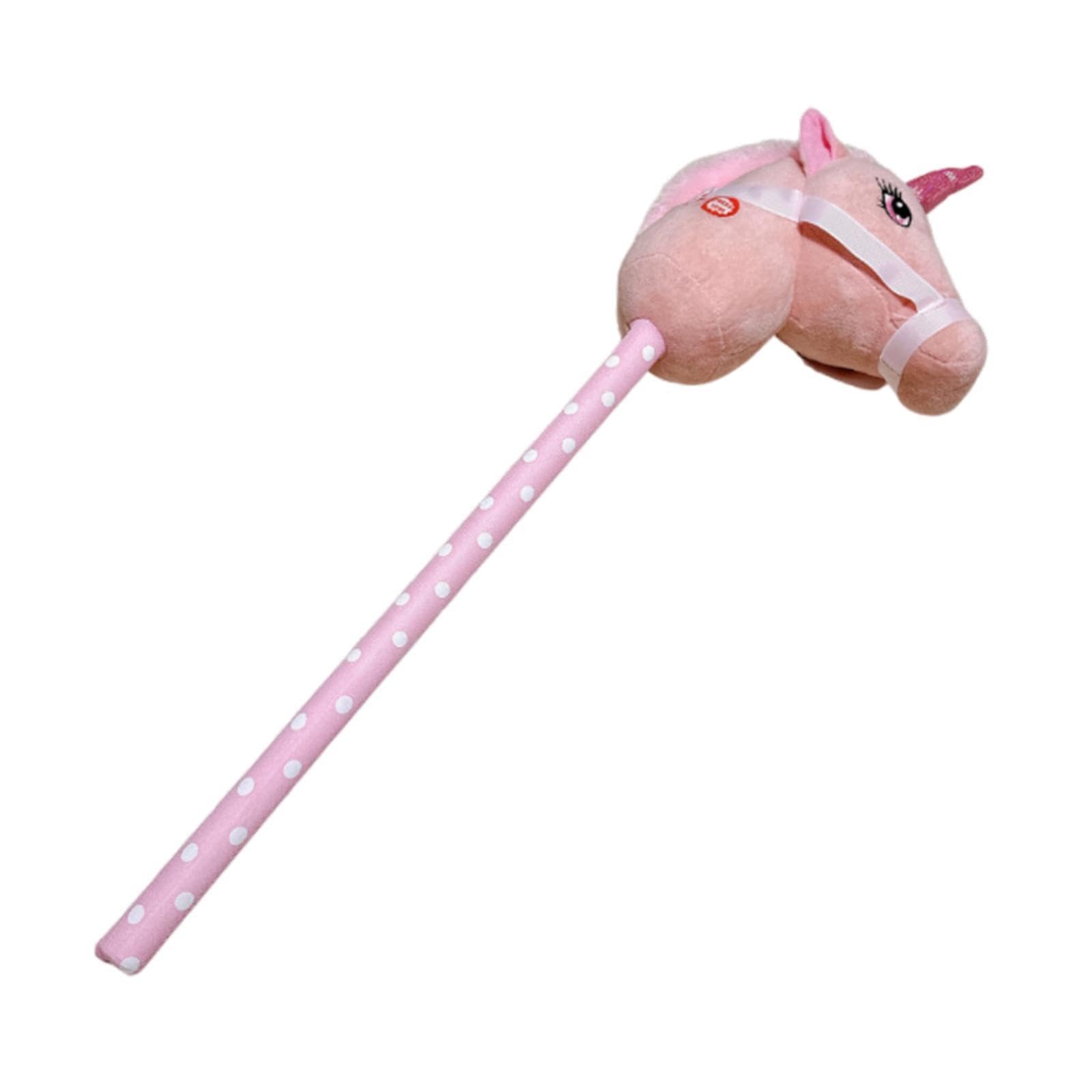 Hobby Horse Bastone Peluche Cavallo Testa Animale Morbida Giocattolo con Suoni Realistici per Bambini Adatto a Regalo Compleanno Casa, Rosa