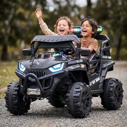 Image of Baybee Roger Electric Jeep for Kids with Parental Control | Baby Battery Operated Ride On Toy Car with 4x4 Motor, RGB Lights, Music & Swing Mode | Rechargeable Battery Car for Kids 2-6 Years (Black)