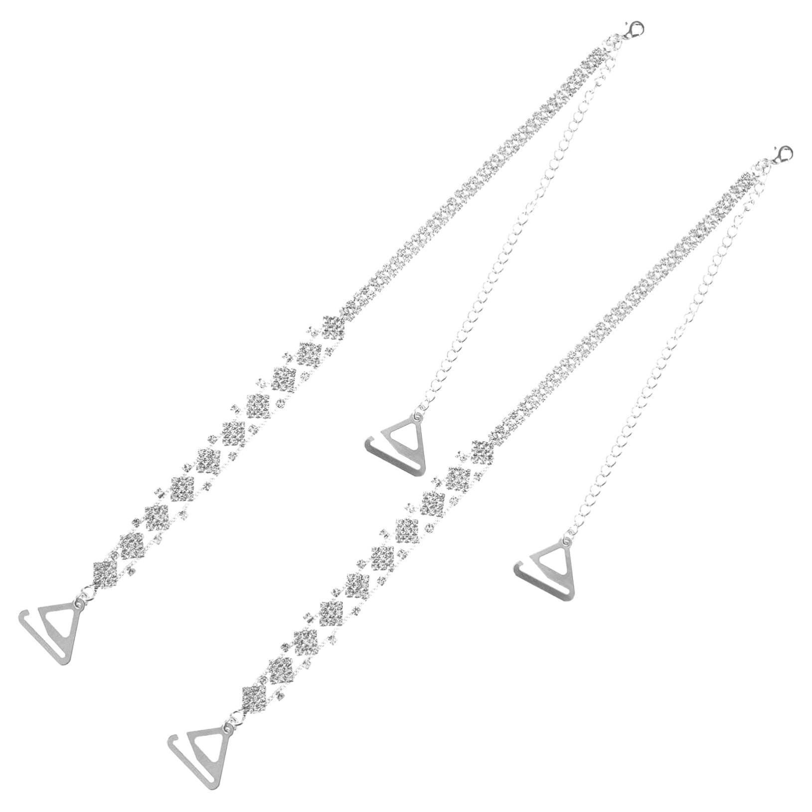 Healeved Correas Del Sujetador Invisible Para Boda Accesorio De Hombro Vestido De Tirantes Correa De Hombro Con Diamantes De Imitación Reemplazo De Correas Metal Plata