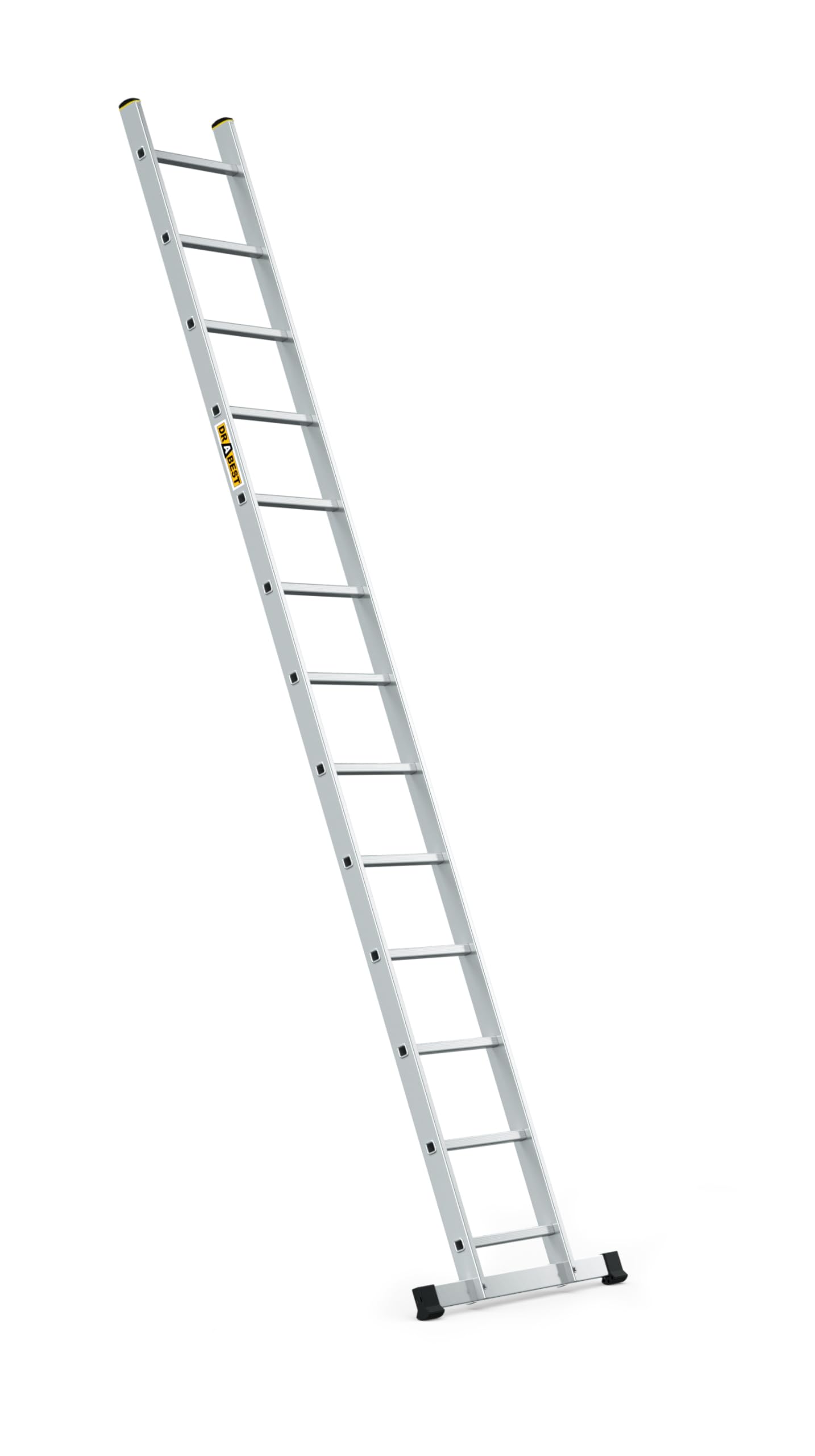 DRABEST PRO SERIES Aluminium Ladders 1x13 - Press-Formed Multi Purpose Ladder - 330lbs / 150kg - 40 x 352 x 6 cm