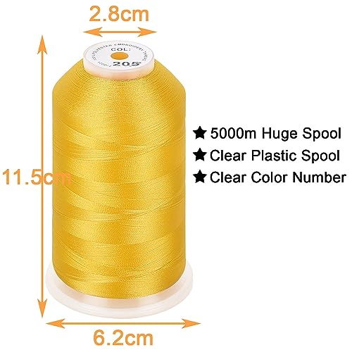 Image of New brothread - Single Huge Spool 5000M Each Polyester Embroidery Machine Thread 40WT for Commercial and Domestic Machines - Yellow