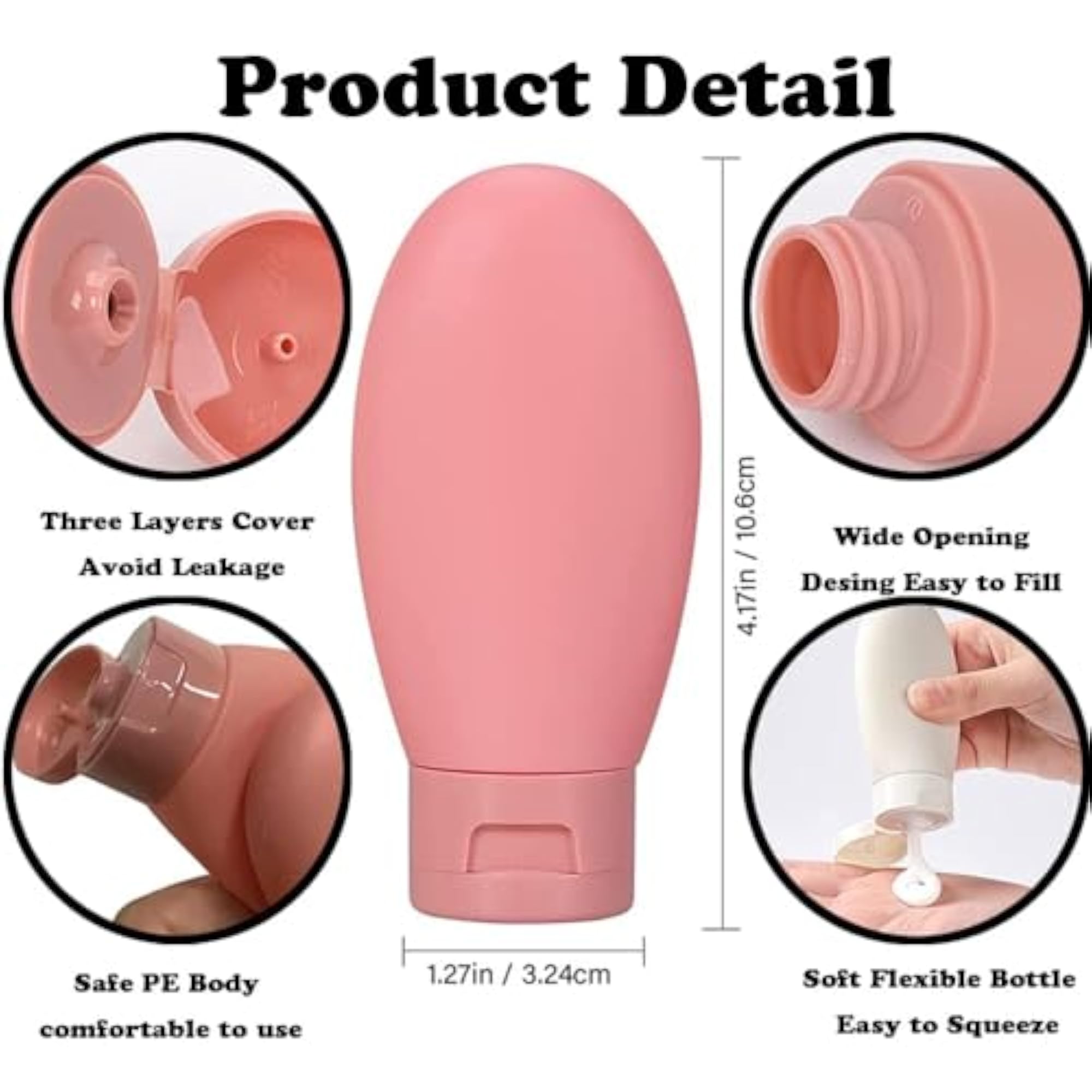 3 Pcs Travel Shampoo Bottles Set 60ml