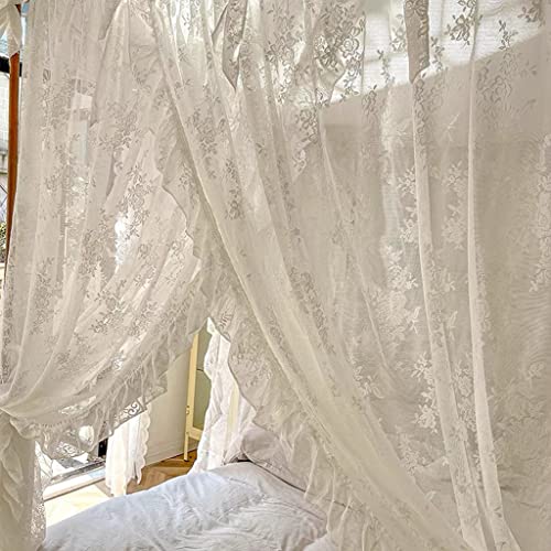 Elegante Spitze Prinzessin Moskitonetz Bettvorhang Baldachin für Mädchen Frauen Hochzeit Schlafzimmer Dekoration (Typ 3-Beige)