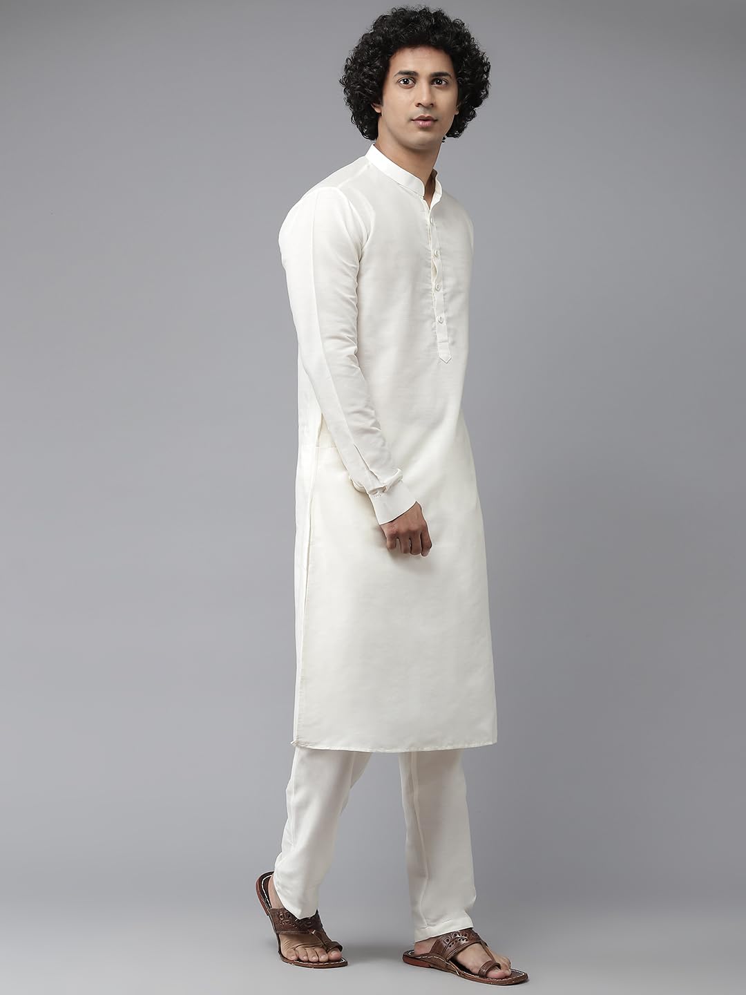 See Designs Men Off White Kurta Pajama & Gold Woven Design Jacquard Nehru Jacket - Sd2Nj_24201Xl
