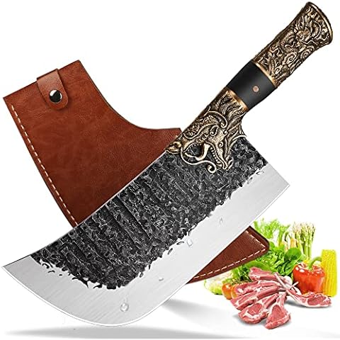 Cuchillo de carnicero de acero de alto carbono con vaina Cover