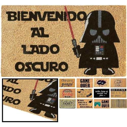 LucaHome - Felpudo Entrada casa Original y Divertido de Coco Natural - Felpudo Bienvenido Lado Oscuro 40x60 - Ideal para Puertas de Exteriores Cubiertas, pasillos y entradas de hogares