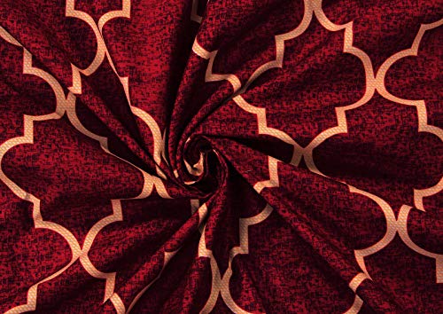 Image of King Size Bedsheet Cotton for Double Bed | Flat - 90x100 Inch, Floral, Soft & Breathable, Fade & Shrink Resistant, 2 Pillow Covers (Maroon)