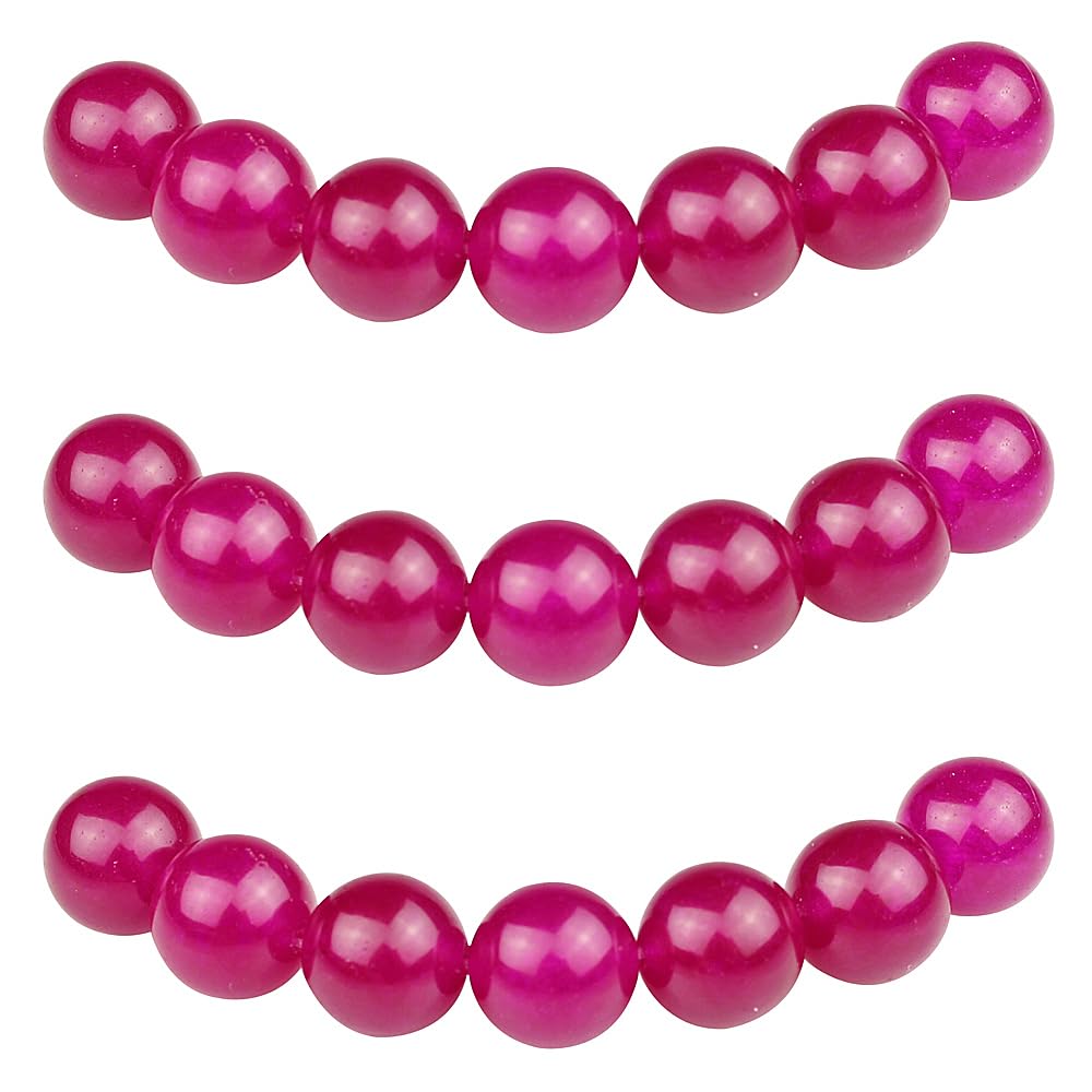 MJDCB Round Stone Beads 10mm Rose Red Agate Loose Gemstone Beads for Jewelry Making Bracelet Necklace 35pcs