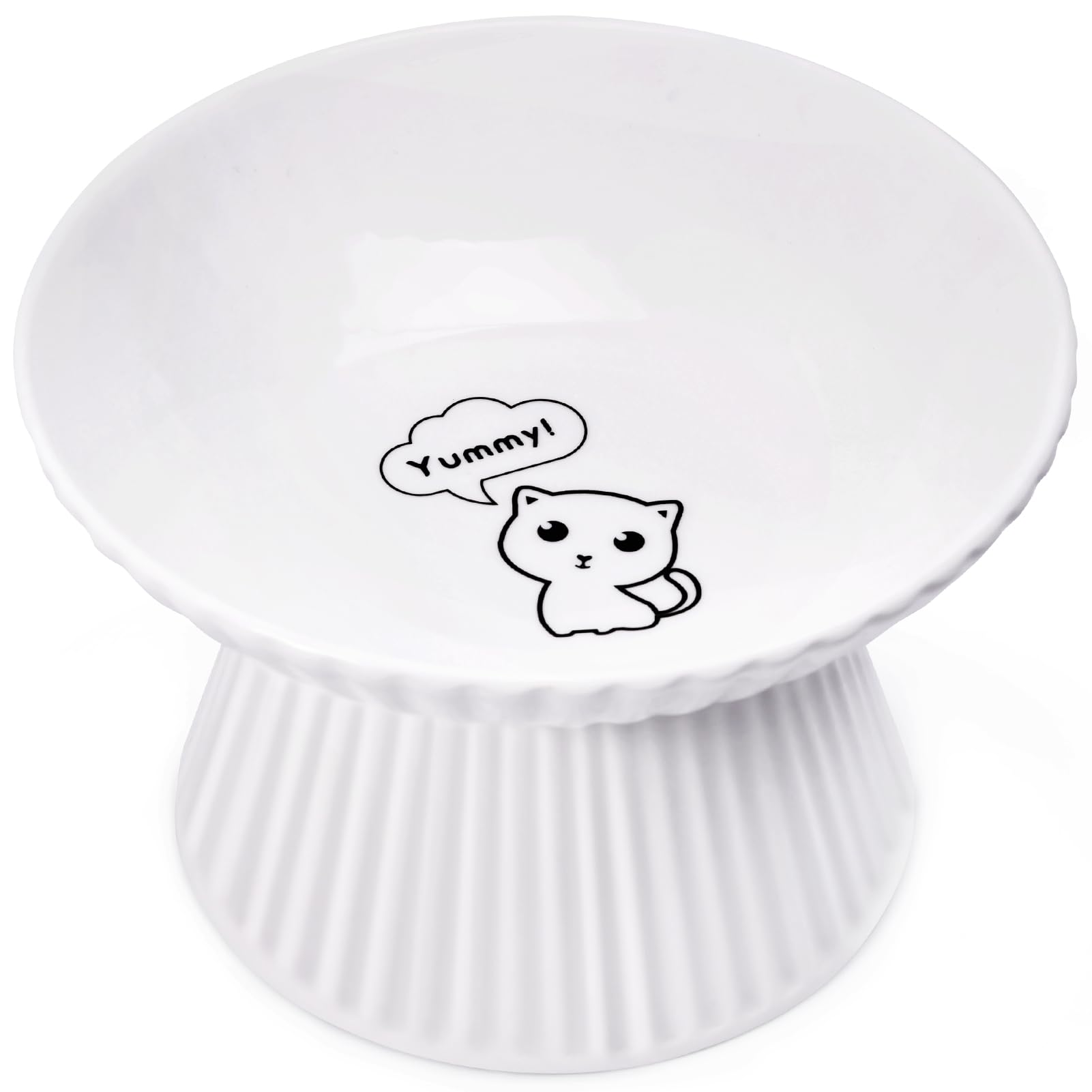 2 ciotole sollevate in ceramica per gatti anti-omito, 6,5 pollici extra larghe per cibo e acqua, piatti per gatti da interno con anello antiscivolo, adatte per baffi, adatte per