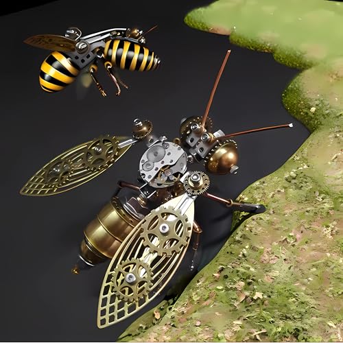 Mechanical Metal DIY 3D Bumblebee Model Kits Puzzle for Adults Insect Brass Puzzle Steampunk Electric Mechanical, Assembly DIY Gift Craft Hobby for Men (Bumblebee) - Thumbnail 4