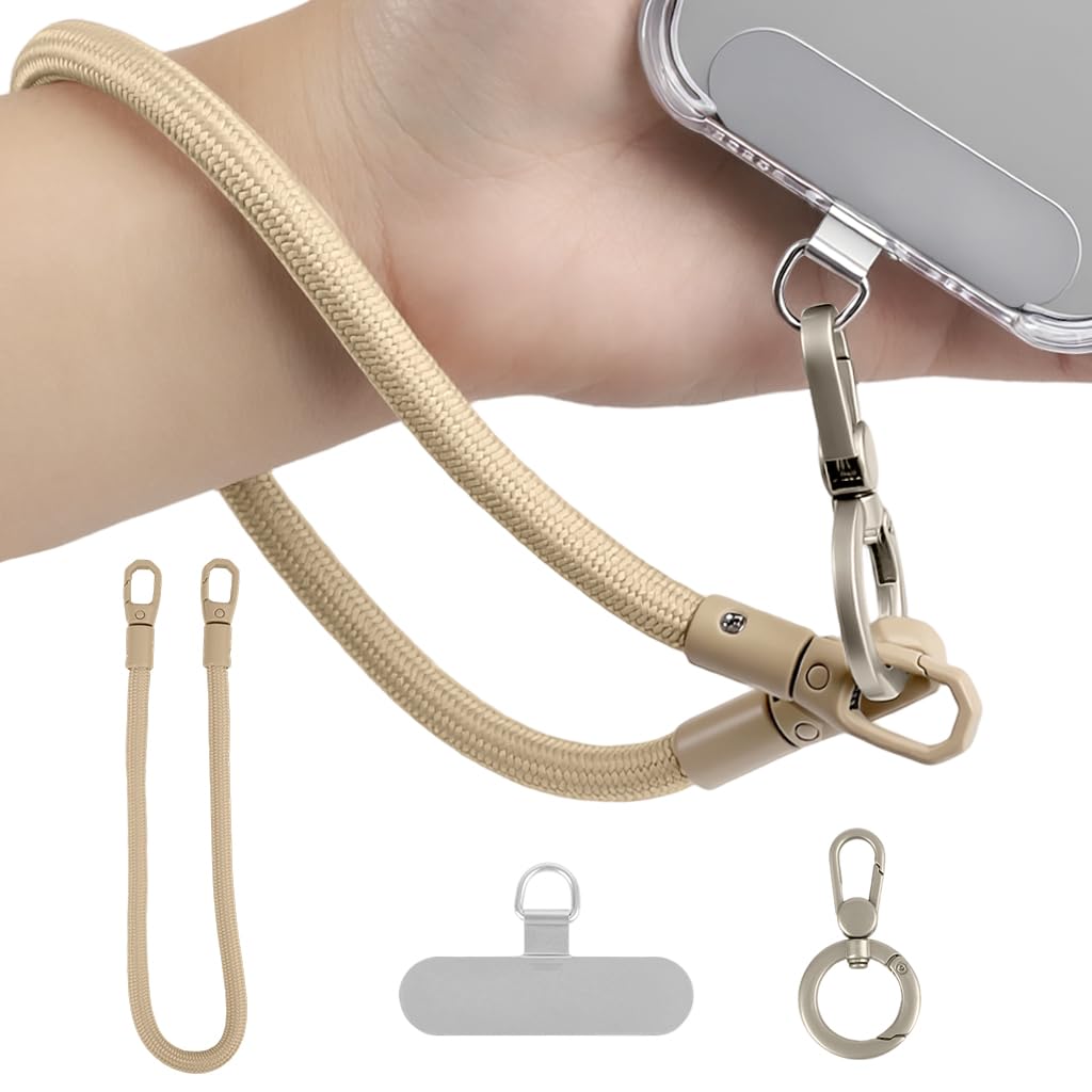 ZORBES® Nylon Hand Strap for Phone, Golden Nylon Phone Lanyard Wrist Strap with Steel Tether Tab, 360 ° Swivel Clasp Ring, Detachable Anti-Lost Phone Lanyard, Phone Accessory-image-47