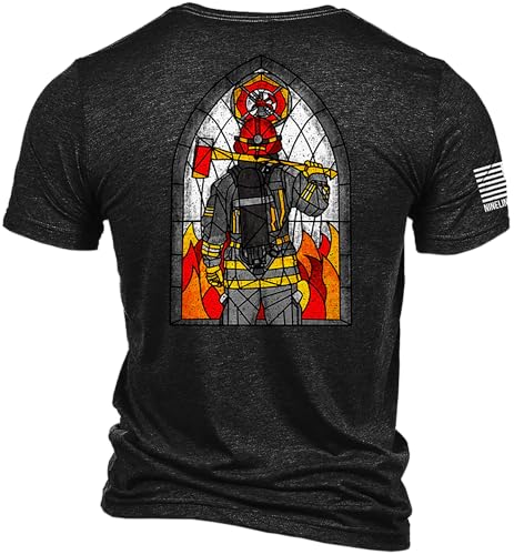 Nine Line Support Your Firefighters Stained Glass Unisex T-Shirt - Patriotic American Flag Dropline Logo On Sleeve2