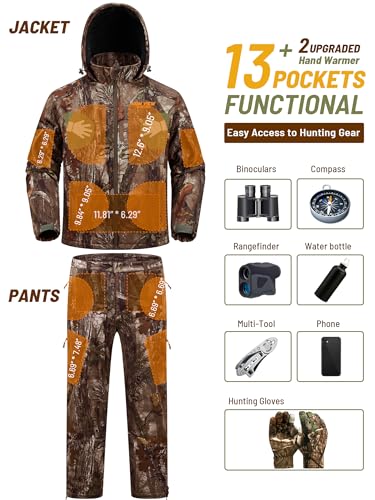 Image of NEW VIEW Insulated Hunting Clothes for Men Cold Weather, Warm Camo Hunting Jacket and Pants, Hunting Suit for Deer Duck Hunts