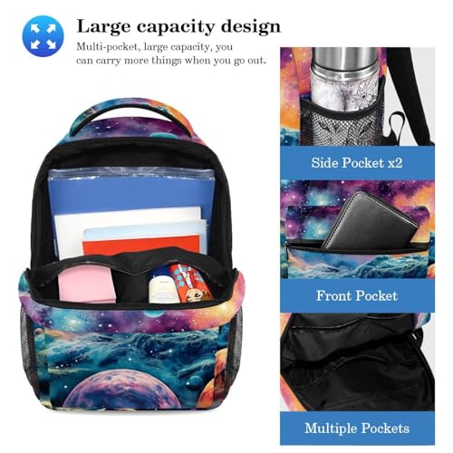 Sac à dos polyvalent imprimé galaxy planet 57 coloré grand format résistant - 3