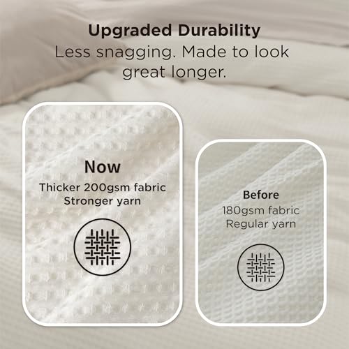 Image of Bedsure King Waffle Comforter Set Cream, Soft and Breathable Bedding Set | Durability, Breathable, Home Decor Gift, Cozy For Bedroom, Easy Care, OEKO, Polyester, Modern