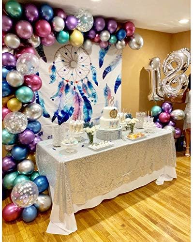 Eternal Beauty Sparkly Rectangle Sequin Tablecloths Wedding Party Banquet (Silver,50x80 inches,Rectangle)