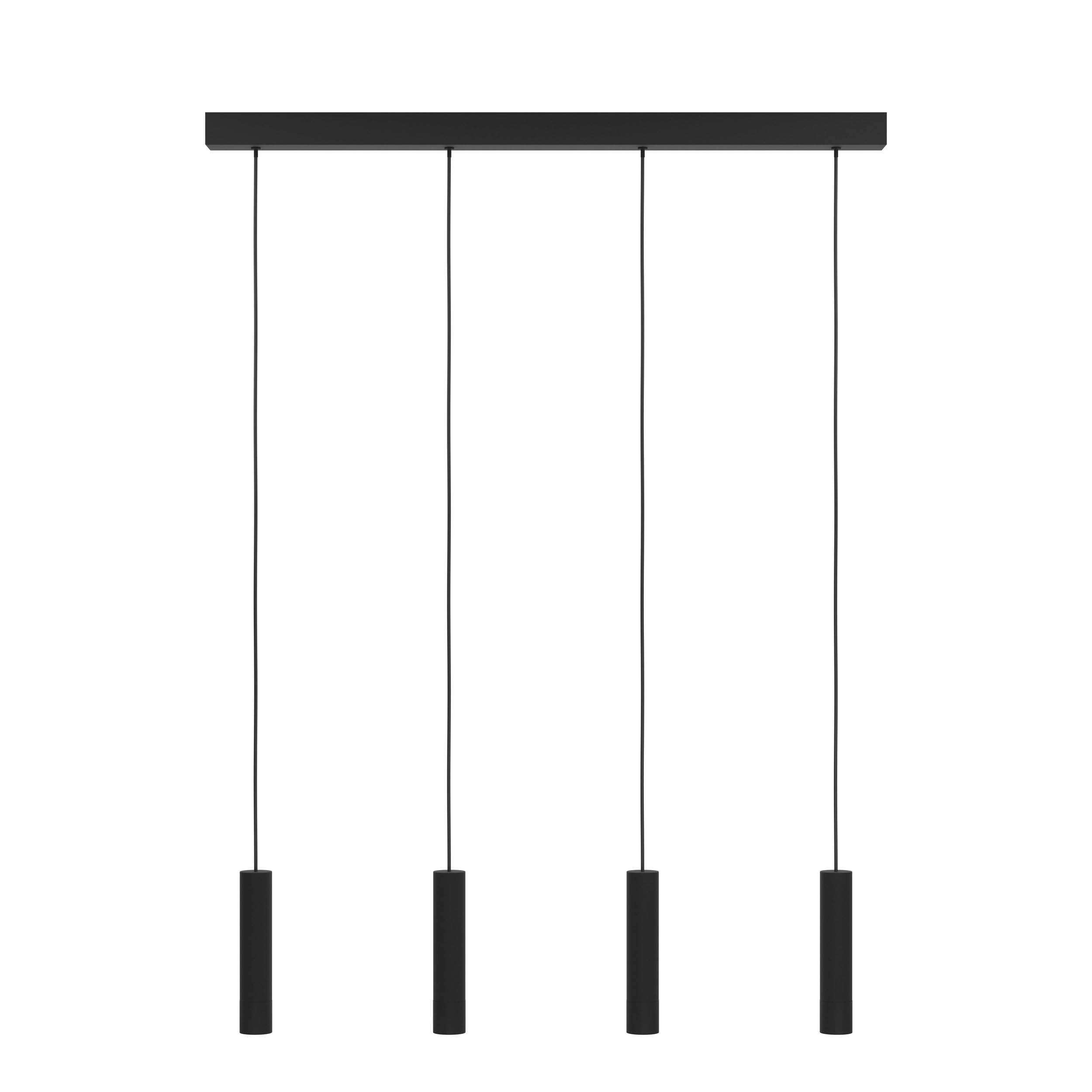 Eglo Suspension luminaire LED Almudaina, lustre à 4 lampes pour salon et | salle à manger, lampe de plafond suspendue en métal noir, blanc chaud, 84 cm