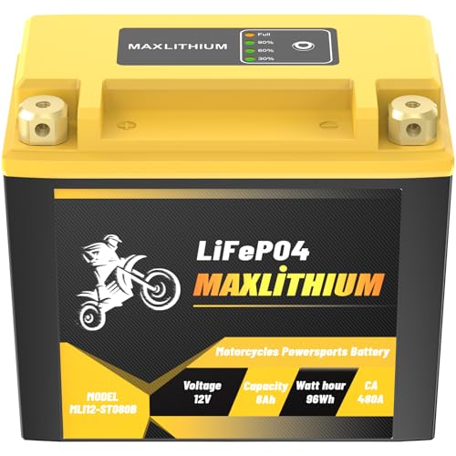 Image of YTX14-BS YTX12-BS YTX20L-BS Lithium Motorcycle Battery, 12V 8Ah 480A CCA LiFePO4 Powersports Battery with Adjustable Spacers, Replaces YTX16-BS YTX20HL-BS YB16L-B for ATV UTV Motorbike