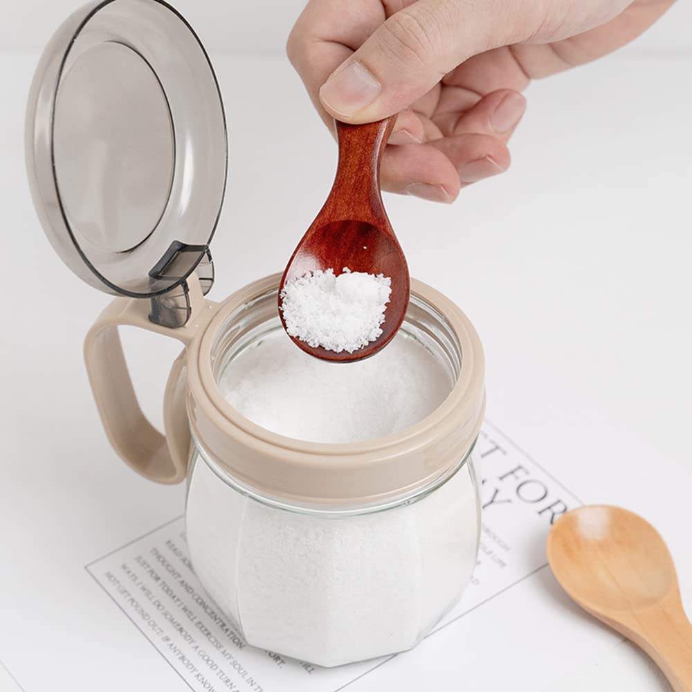 Kleine houten lepels, mini houten theelepel koffielepels ijs zout lepel honing koffie thee suiker zout jam mosterd specerijen houten lepel voor keuken kruidenolie ijs melkpoeder, 6 stuks donker hout