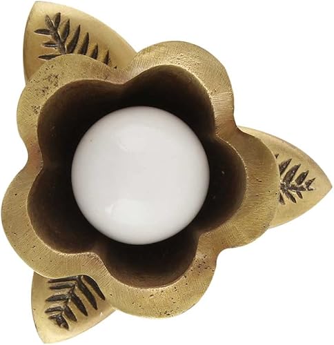 Miniatura 2 de Indian Shelf Paquete de 2 pomos de cerámica para cajones de cuarto de bebé, color blanco antiguo, para gabinetes de cocina, puertas, pomos