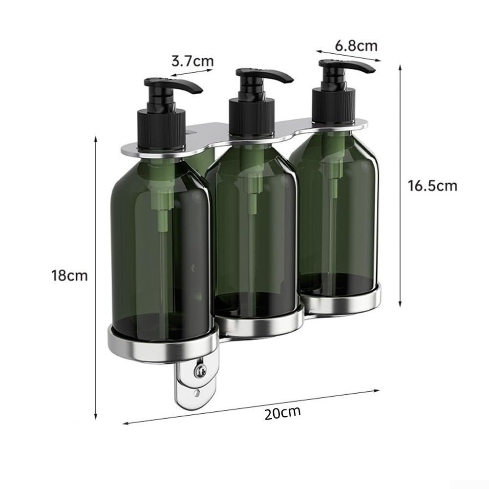 Soap Dispenser With Wall Holder, Stainless Steel Shower Soap Dispenser Wall Mounted, Shampoo Dispenser, Shower Dispenser For Shampoo And Conditioner Soap Dispenser With Bottle(3 Bottles)