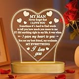 Anywin Gifts for Him, I Love U to My Husband's Gifts with Warm Light for Home Decor, Gifts for Birthday, Xmas,Holidays, A Thankyou Gifts for Him Husband Boyfriend My Man