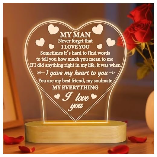 Anywin Gifts for Him, I Love U to My Husband's Gifts with Warm Light for Home Decor, Gifts for Birthday, Xmas,Holidays, A Thankyou Gifts for Him Husband Boyfriend My Man