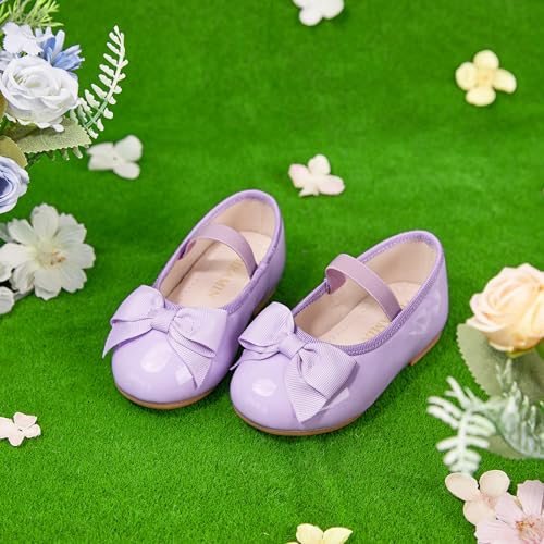 Image of PHIRAMIN Toddler Flower Girl Dress Shoes - Little Girl Ballet Flats Bow Wedding Party