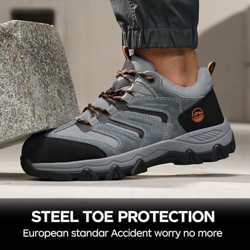 Image of Steel Toe Shoes for Women and Men, Lightweight Safety Work Shoes, Puncture Resistant Cushioned Low Top Work Sneakers for Warehouse Factory Construction