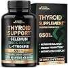 Thyroid Support for Women - Selenium 200 mcg | Astragalus | Zinc & Iodine | L-Tyrosine | Adaptogen Herbs - 21-in-1 Antioxidant & Immune Support - Vegan, Non-GMO - Lab Tested - 60 Capsules