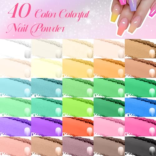 Image of 40 Colors Nail Pigment Powder Palette, Ombre Color Pigment Powder for Nails, Professional Nail Supplies Manicure DIY Accessories for Beginners Home, B