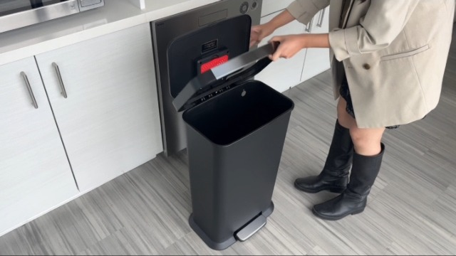 Image of iTouchless SoftStep 13.2 Gal / 50L Step Pedal Kitchen Trash Can with Odor Filter, Durable Dent-Proof Construction and Stainless Steel Trim, Garbage Bin with Lid for Home Office, Bedroom, Black Plastic