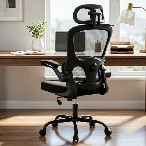 Image of DROGO Aerofly Premium Ergonomic Office Chair for Work from Home, 2D Headrest, High Back Computer Chair with Mesh, Flip-up Armrest, Recline,Adjustable Lumbar Support, Mesh Chair for Office(Black)