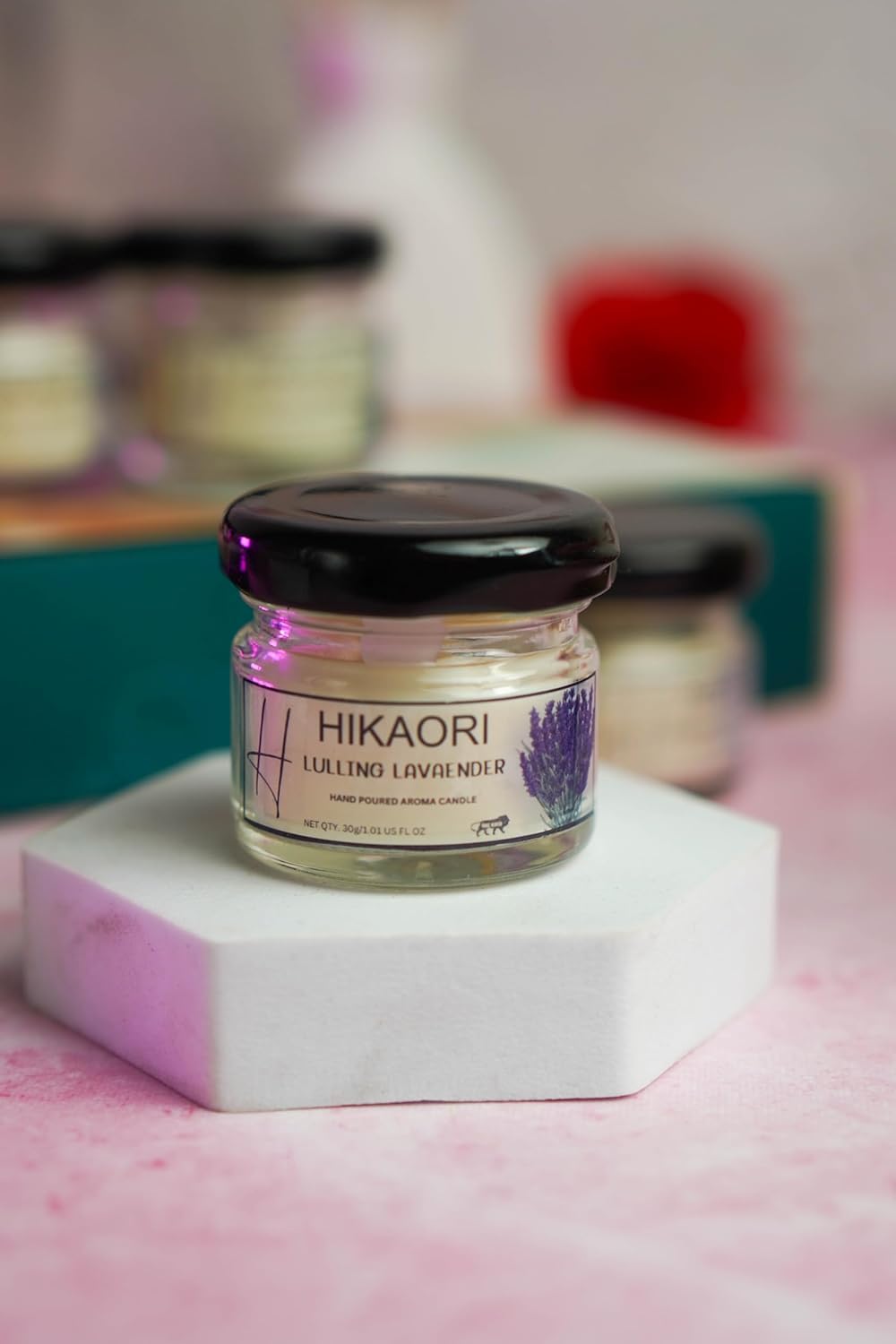Hikaori Scented Candles Fragrance Jar Candle Set Soy Wax 30gm Pillar Candles Luxury Aroma Therapy Votive Jar Handcrafted | Smoke-Free | for Home Decor Gift Set (Lulling Lavaender, Pack of 4) 2