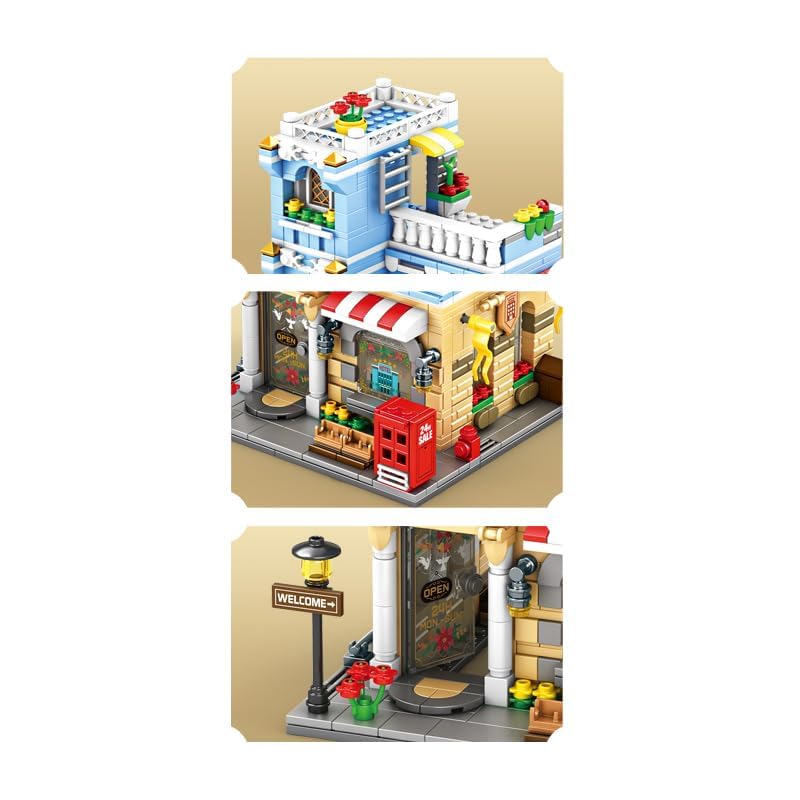 Image of SKY LINE OCEAN City Series Building Blocks Set (713+ Pieces), Urban House & Store Model, DIY STEM Educational Construction Toy for Boys & Girls Age 5+, Durable Bricks, 5-Year Warranty