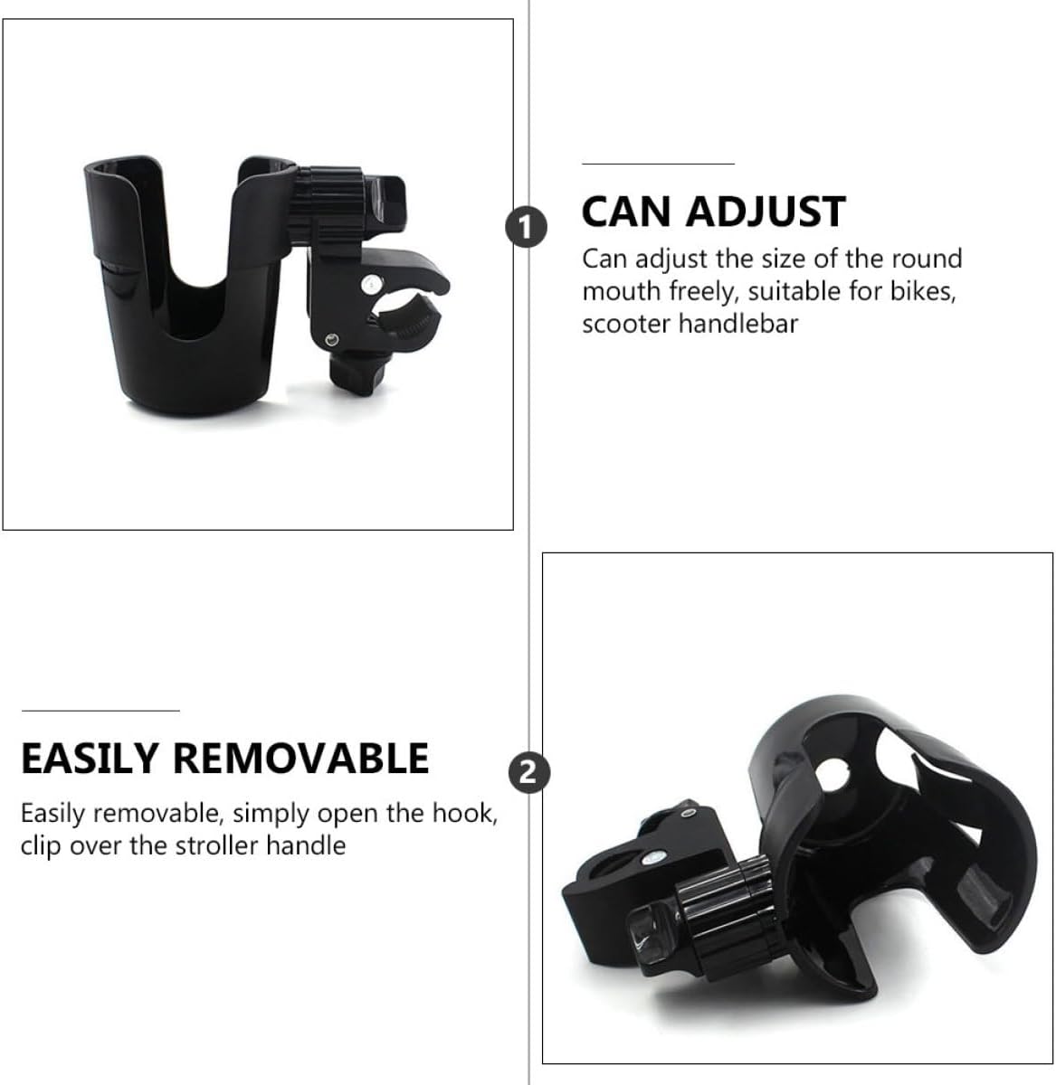 Rotatable Stroller Bottle Holder and Pushchair Milk Bottle Clamp for Babies, Handlebar Water Cup Rack Compatible with Strollers and Wheelchairs, Parent Cup Holder Accessory for