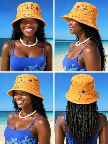 Image of Packable Reversible Printed Bucket Hat Unisex for Men Women Beach Fisherman Cap