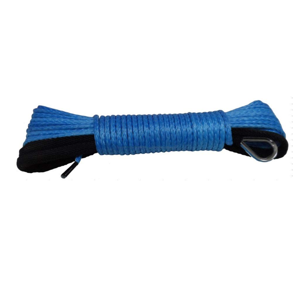 Winch Rope, Blue 5mm*15m ATV Winch Line with 4000lbs Black Hawse Fairlead,Synthetic Rope Cable Off Road