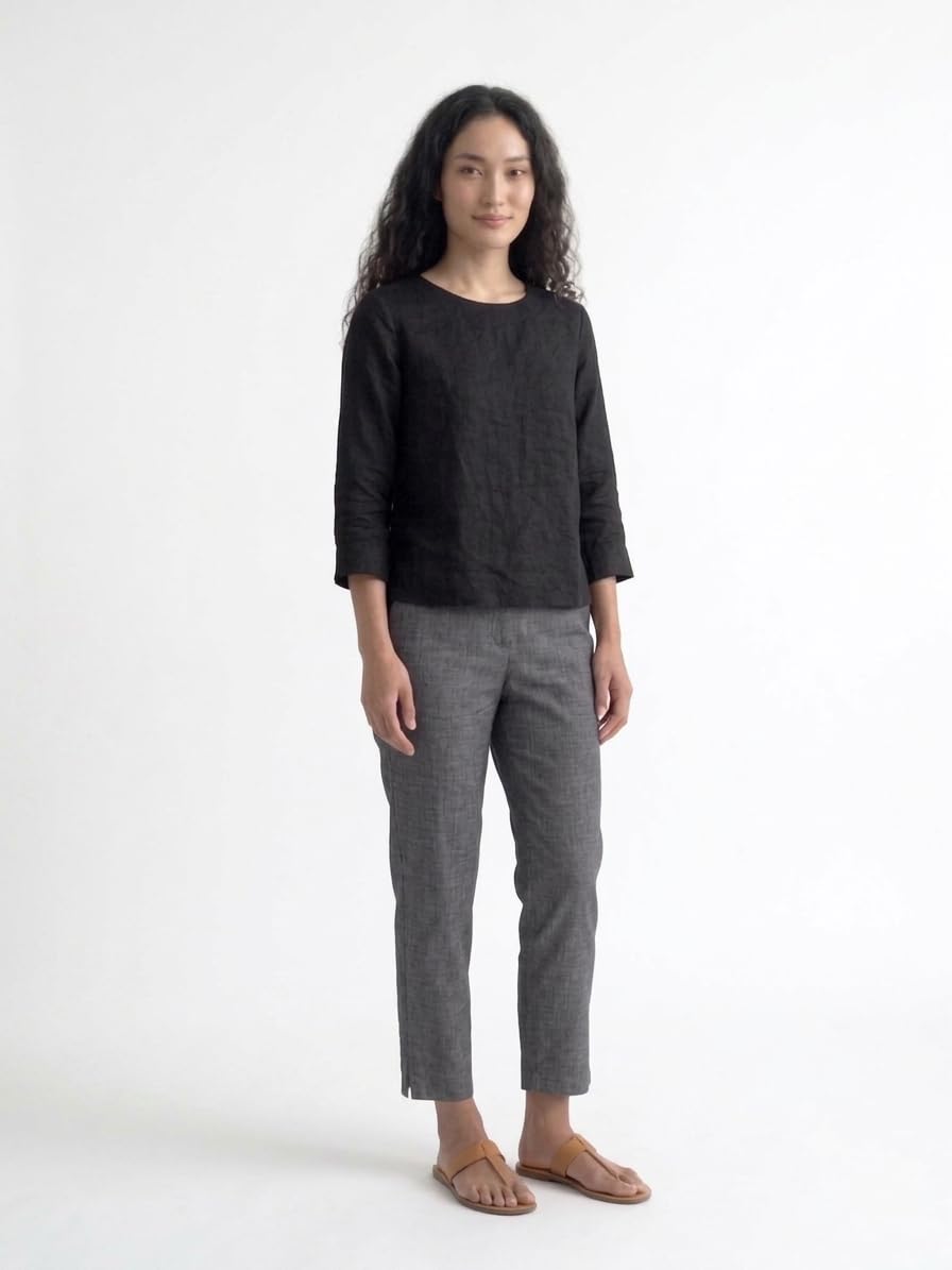 Women's Slim Fit Cotton Trousers | Casual Solid Ankle-Length Pants with Side Pockets | Comfortable Office Trousers for Women |Elite_Pant_Grey_06-picture-29