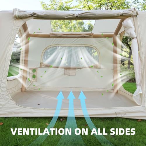 Carpa Inflable para Camping, 4-6 Personas, Tejido Oxford Beige miniatura 3