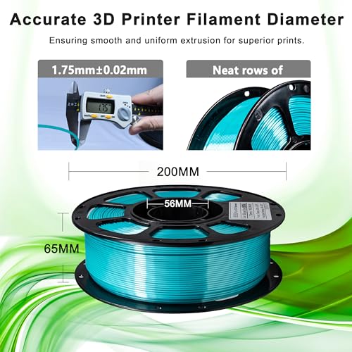 Image of iBOSS 3D Printer Silk Filament, Shiny Silk PLA+ Filament 1.75mm, Smooth Silky Surface PLA Plus, Great Easy to Print for 3D Printers, Dimensional Accuracy + /- 0.02mm, Silk Pearl Blue 1KG