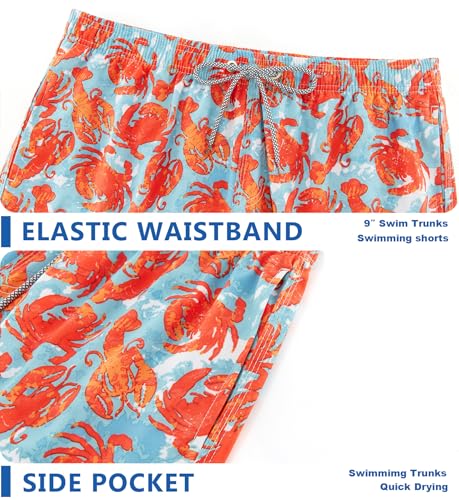 Image of APTRO Men's Long Swim Trunks with Mesh Lining Beach Bathing Suits Board Shorts Swimwear with Pockets and No Mesh