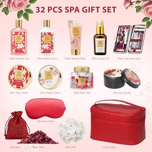 Mothers Day Gift for Women Spa Gift Set for Women 17Pcs Luxury Bath & Body Gift Set Beauty Care Kit with Necklace | Valentine's, Birthday, Christmas Gifts for Her Wife Pampering Kit Perfect for Travel - 2