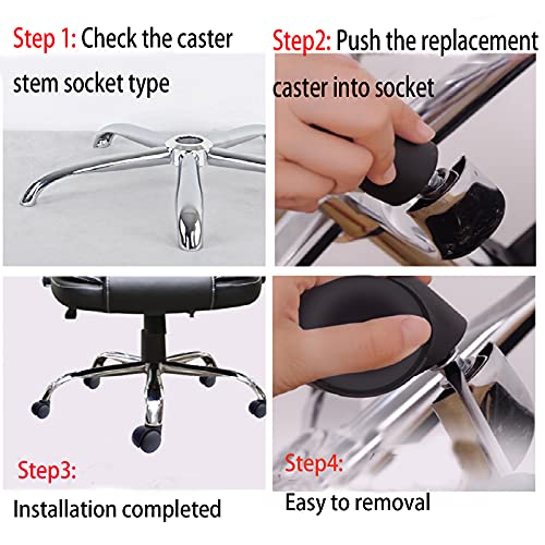 Accessbuy AC114 Office Chair Caster Wheel 2 Inch Universal Standard Size Computer Gaming Chair Caster Wheels Replacement Set Of 5 thumb #4