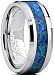 Men's 8MM Tungsten Carbide Wedding Band Ring with Blue Green Simulated Opal Inlay 8MM