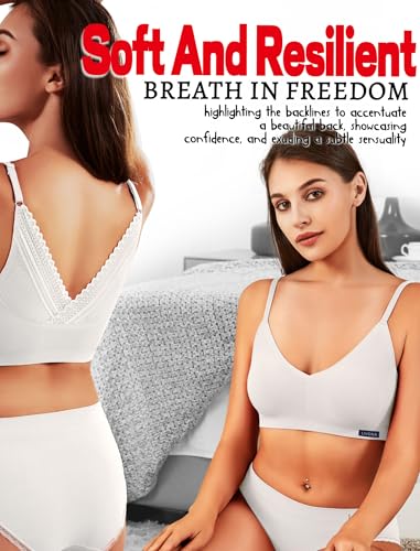 Image of Livona Lace Bralette for Women - Comfort Sports Bra Wireless Padded Bralette with Support Workout Tops Cami Crop S-XXL
