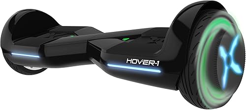 Hover-1 Dream Hoverboard - Scooter eléctrico que enciende las ruedas con luz LED Azul sueño, Algodón blanco, Metal (Gun Metal), Negro azabache,