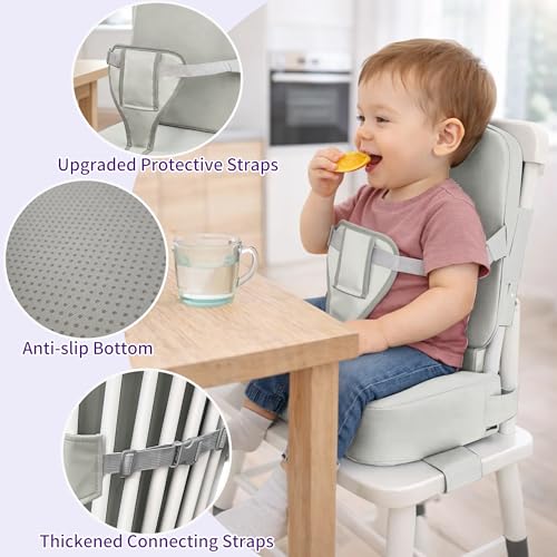 Image of Toddler Booster Seat for Dining Table with Backrest, Waterproof PU Cushion
