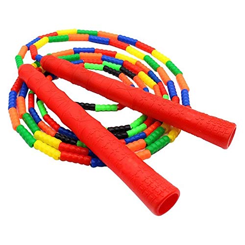 VIOLKJumprope for Fitness, Buyjumpropes مجزأة الاطفال القفز حبل - حبل ملعب مطرز للأطفال مع الخرز شاتيربروف ومقابض بلاستيكية متينة حبل القفز مجزز البلاستيك، طويل بما فيه الكفاية لمدة 4-5 لاعبا (Color